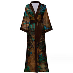 Women's Mountains Printed Satin Kimono Robe