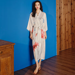 Women's Satin Floral Printed Kimono Robe