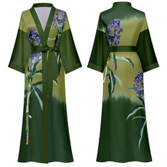 Women Printed Satin Silk Kimono Robe