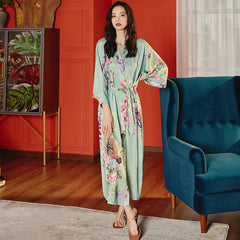 Women Printed Satin Silk Kimono Robe