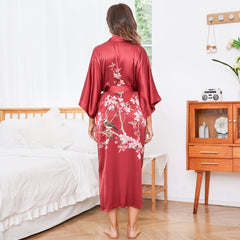 Silk Kimono Robe Long Cherry Blossom Print SIlk Kimono